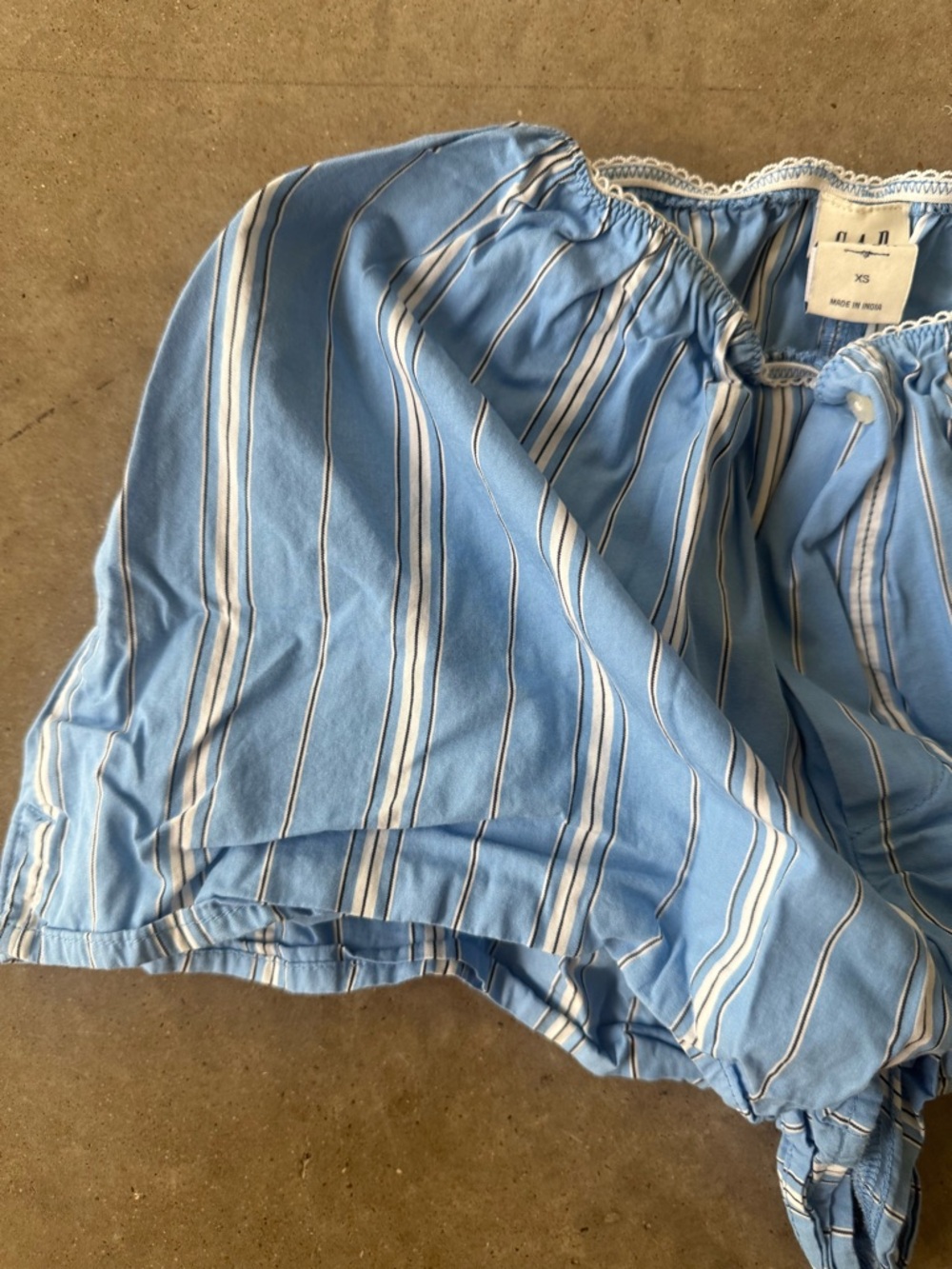 Light Blue Striped Women's Shorts - Picture 3 of 4